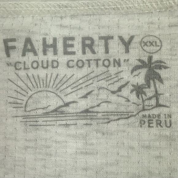 Faherty Mens Cloud Cotton Henley Shirt XXL Ivory Heather Long Sleeve Tee NWT - Picture 2 of 9